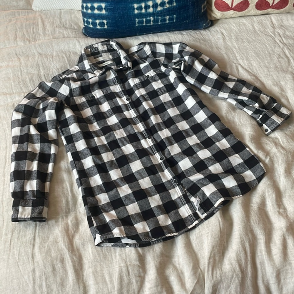 Woolrich, PEMBERTON - Button-Up, Black & White Plaid, Flannel Shirt Size XS